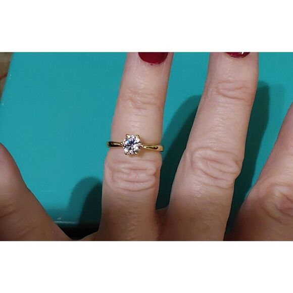 New 1CT. Genuine Moissanite Diamond Solitaire Engagement Ring Sz 6~18KYGP/925SS - Picture 3 of 8